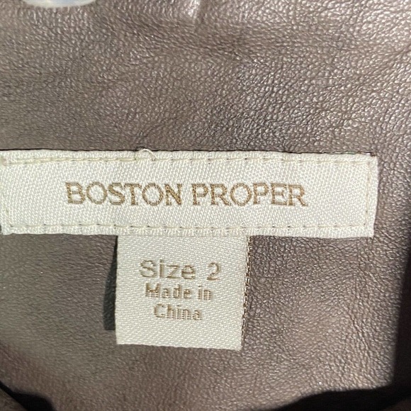 NEW Boston Proper Brown Leather Zip Jacket - Picture 4 of 6